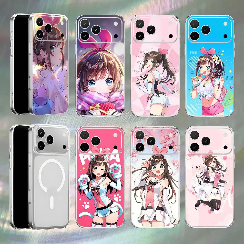 K-Kizuna AI Shockproof Transparent White Phone Case For iPhone 17,16,15,14,13,12,11,Pro,Max Magnetic Wireless Charging