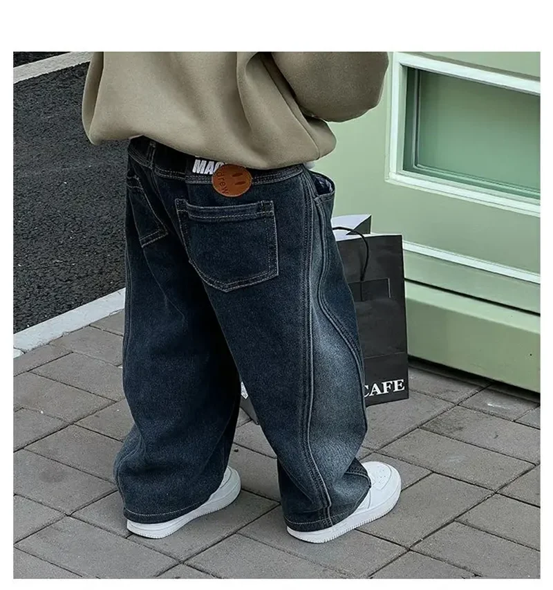 Baby Kids Spring Autumn Winter Thick Warm Jeans With Fleece For 2-9 Years Boys Girls Casual Denim Pants Kids Children Trousers