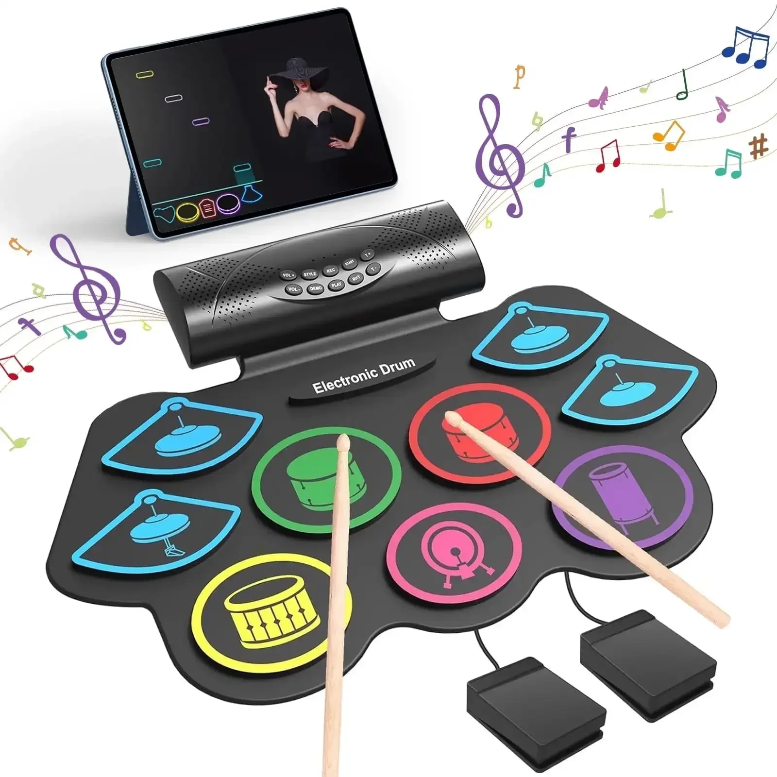 

Toys for Boys Girls 6-12, 9 Pads Electric Drum Set for Kids Built-in Speaker Support Headphone Bluetooth Gift
