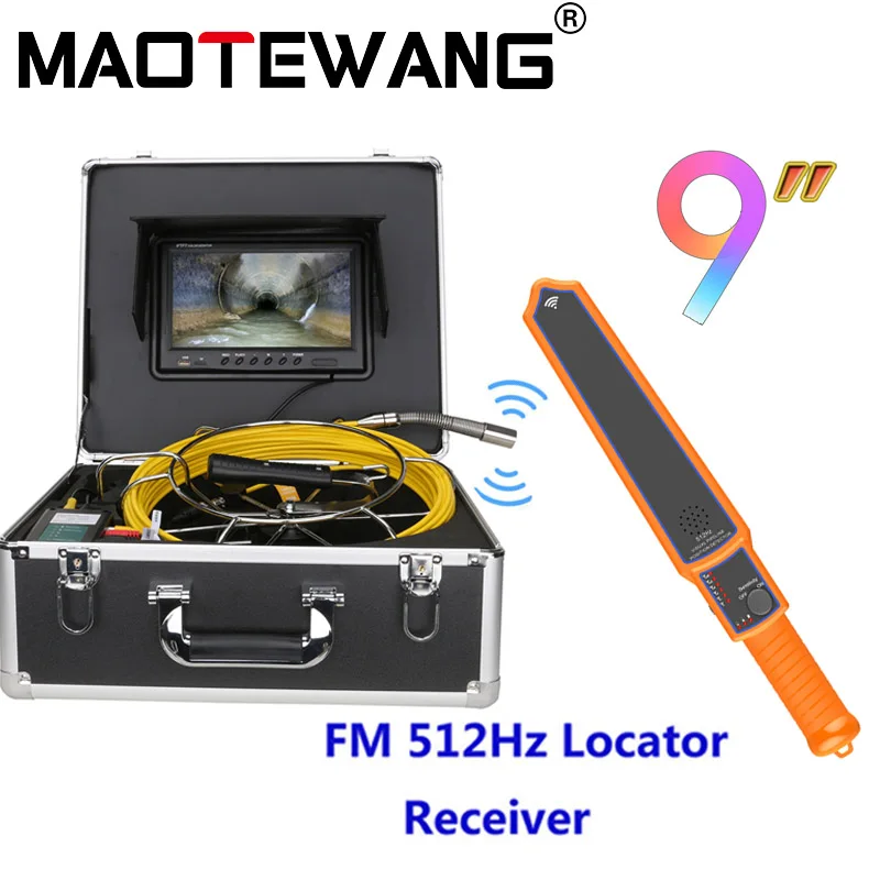 

Sewer Inspection Camera 9" DVR Pipe Industrial Endoscope with Meter Counter Auto Self Leveling 512HZ Locator Drain Video Came