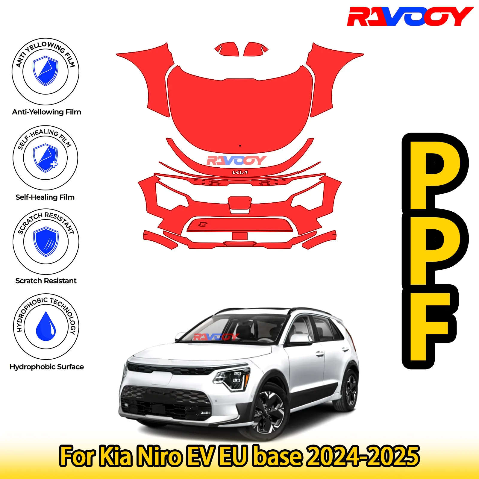 

For Kia Niro EV EU base 2024-2025 Glossy Matte Black Precut front PPF Kit Paint Protection Film