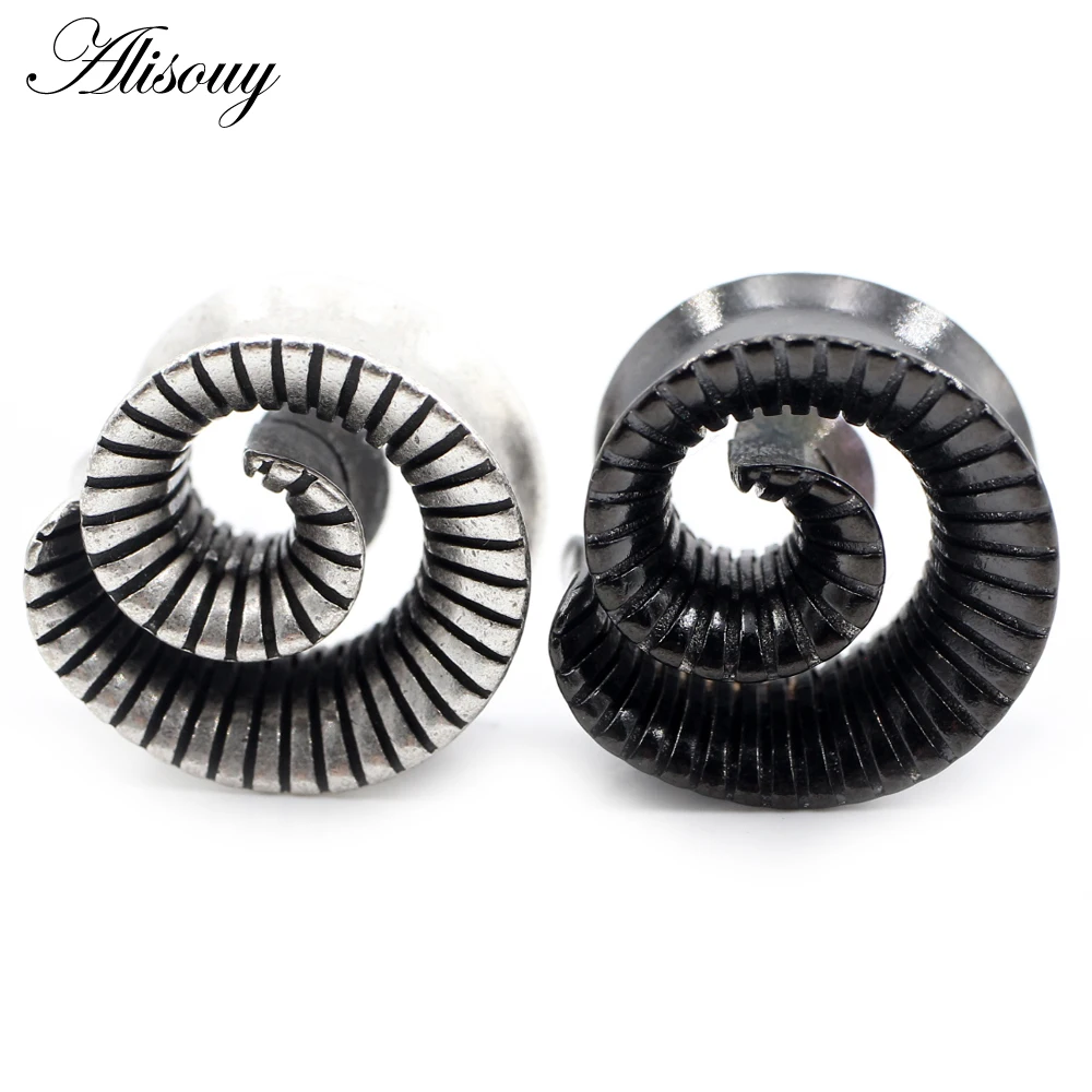 1Piece Punk Alloy Casting Whirlpool Swirl Spiral Flared Ear Tunnel Plug Expander Stretcher Gauges Earrings Piercing Body Jewelry
