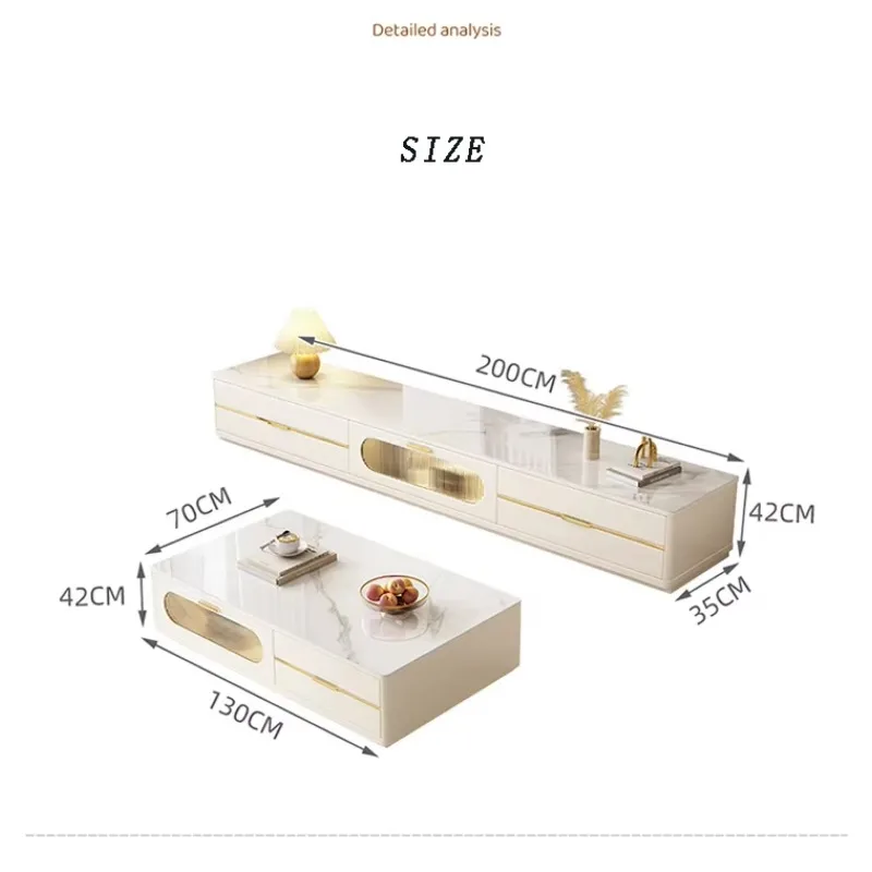 Cream wind slate coffee table TV cabinet Living room household floor TV cabinet Small household storage locker integrated