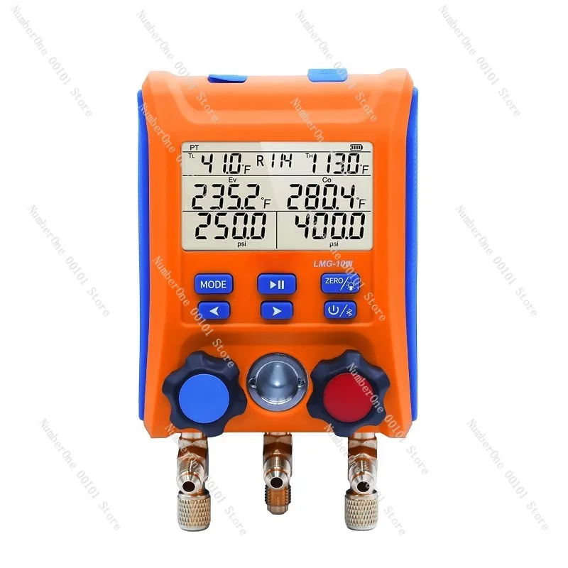 LMG-10 Digital Manifold Gauge HVAC Pressure Gauge AC Tools 2-Way Valve Air Conditioning Refrigeration System Leak Tester