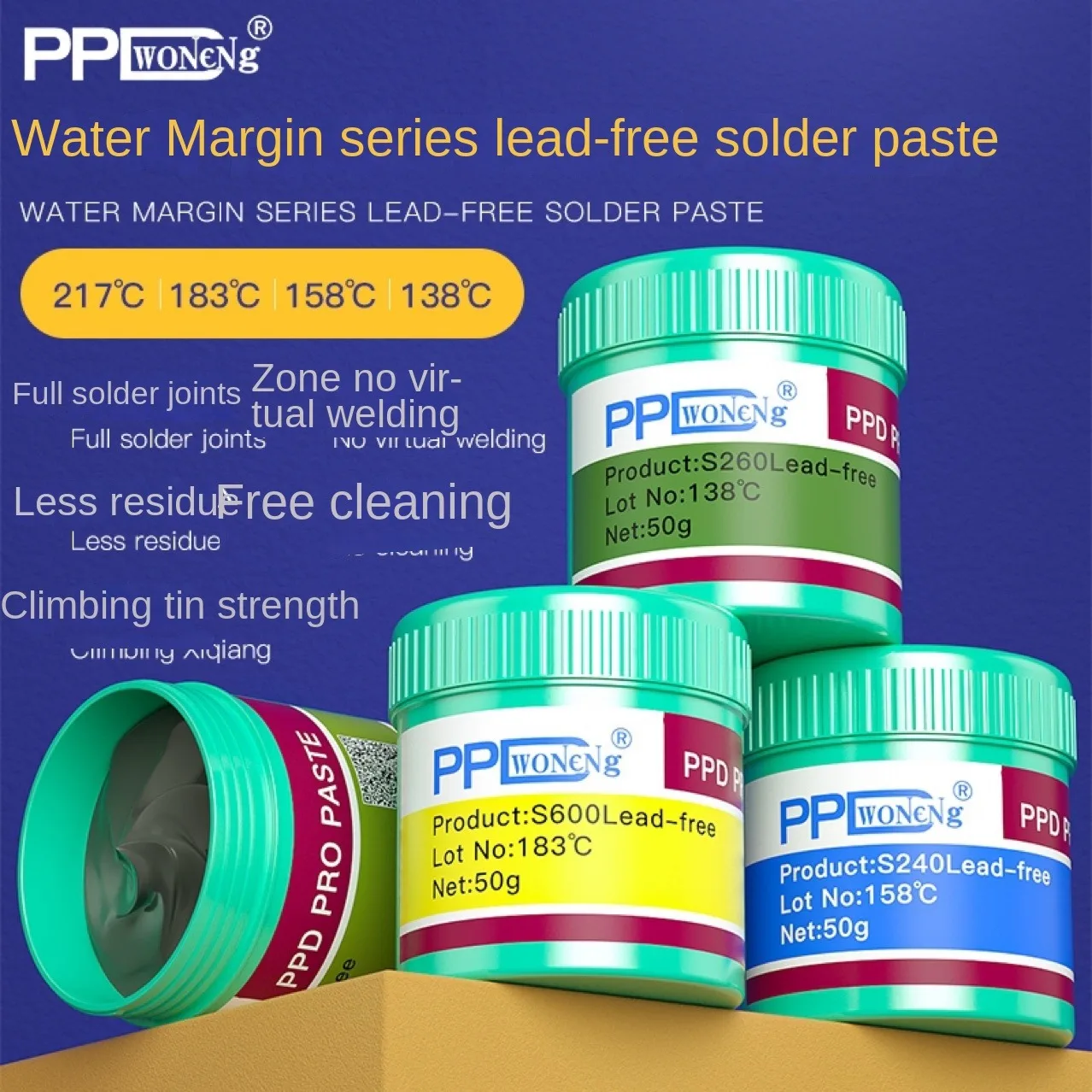 PPD Solder paste repairing mobile phone motherboards, chip soldering low solder paste temperature 183-138-217 Solder paste