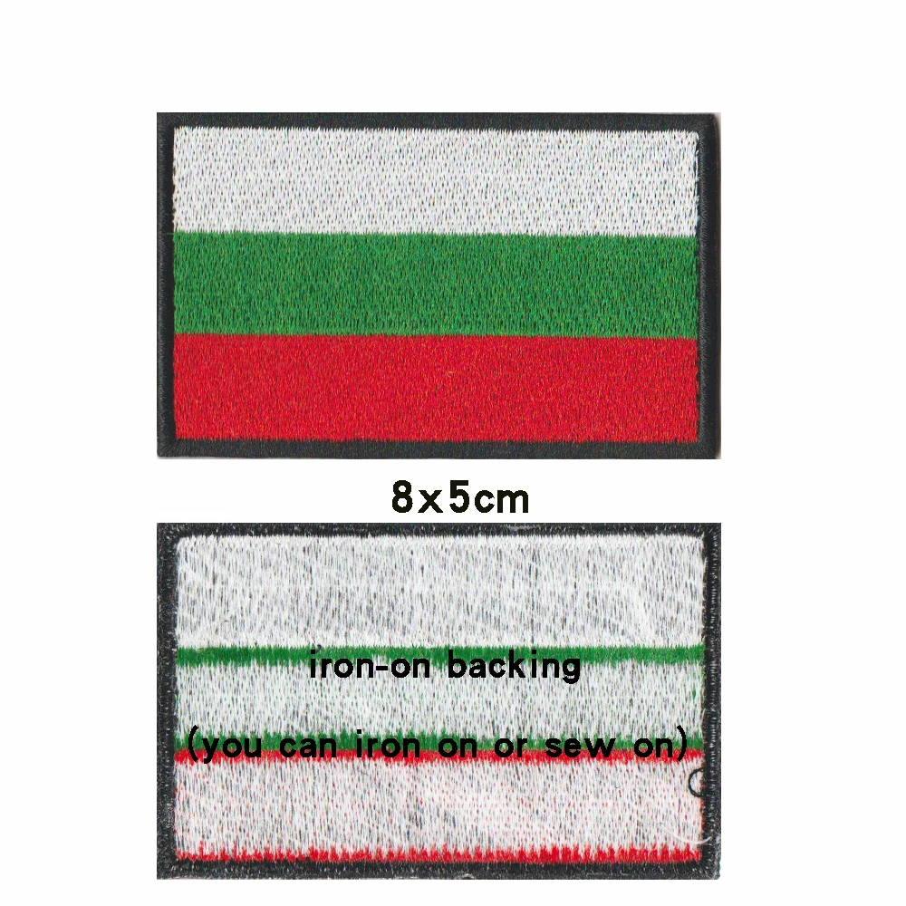 1PC Bulgarian Flag Bulgaria Armband Embroidered Patch Hook & Loop Or Iron On Embroidery  Badge Military Moral Stripe