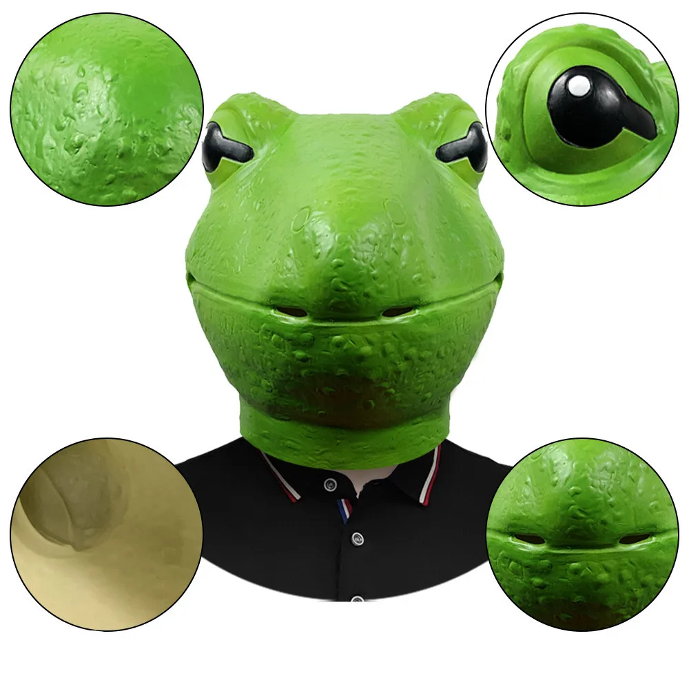 Froschmaske - Latex Halloween Tier Vollkopf-Latexmaske für Erwachsene – Detail 2