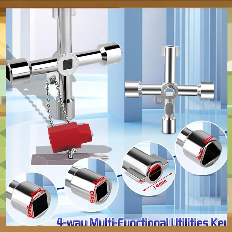 

Water Meter Key Shut Off Tool 15 Inch To 28 Inch With 4-Way Utilities Key, T-Handle Removable Water Meter Wrench-BAAX