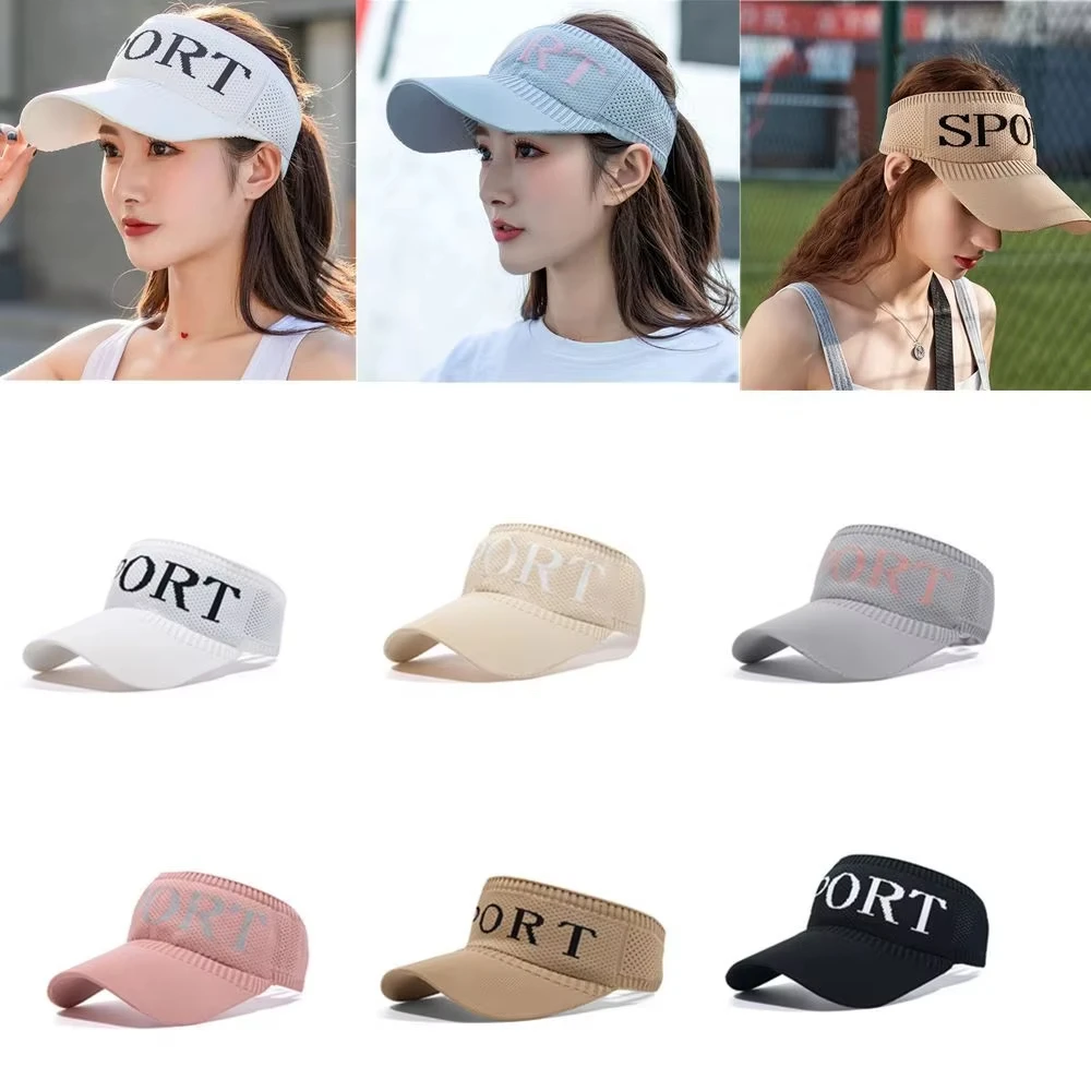 New Polyester Sun Visors Adjustable 8 Colors Knitted Golf Cap Sun Protection Sports Sun Hats Unisex