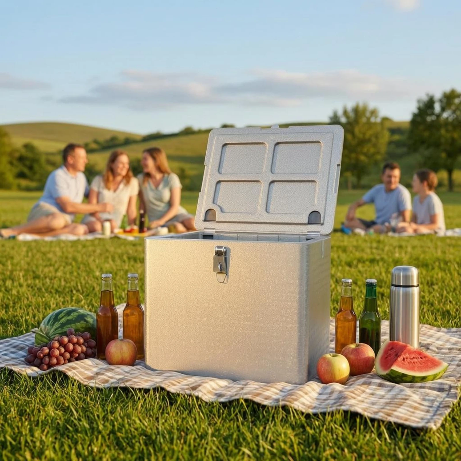 Rectangular Foam Box Insulated Storage Case Hard-sided Thermal Container with Attached Cover for Home Transport