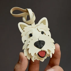 West Highland White Terrier Dog Keychain Handmade Leather Cute Doggy Key Ring Bag Charm