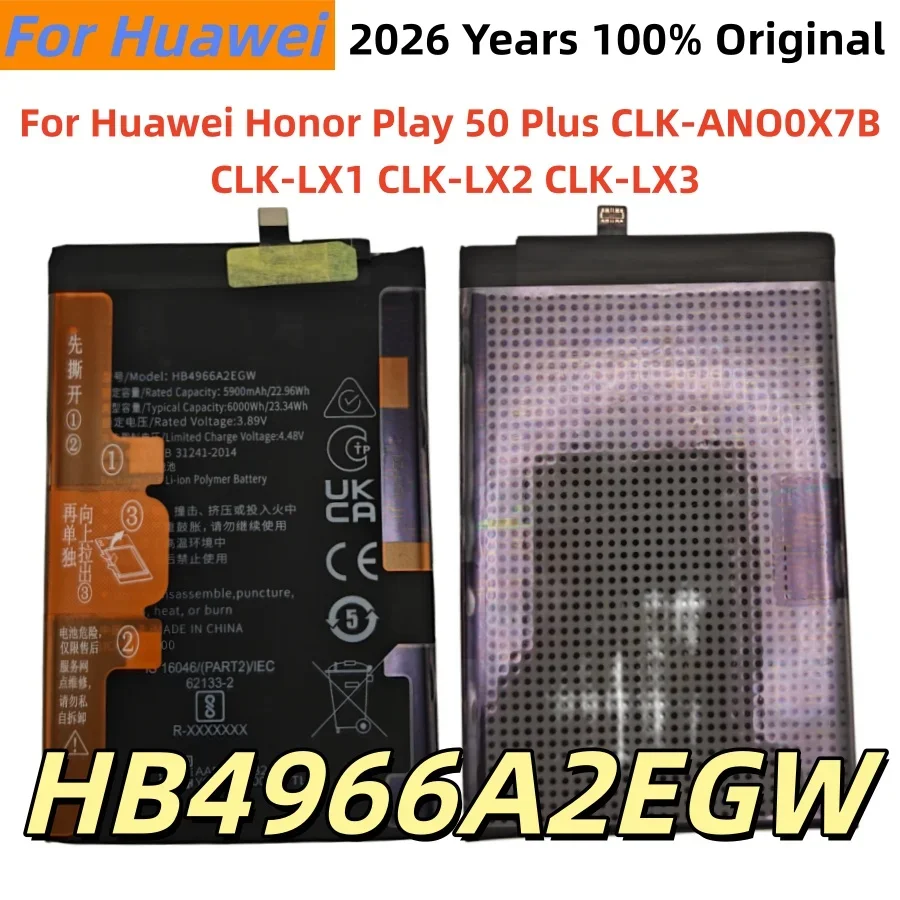 New HB4966A2EGW 6000mAh Phone Battery For Honor X7B X60 Play50 Plus Play60 Plus Play8T Replacement Cell With Tools