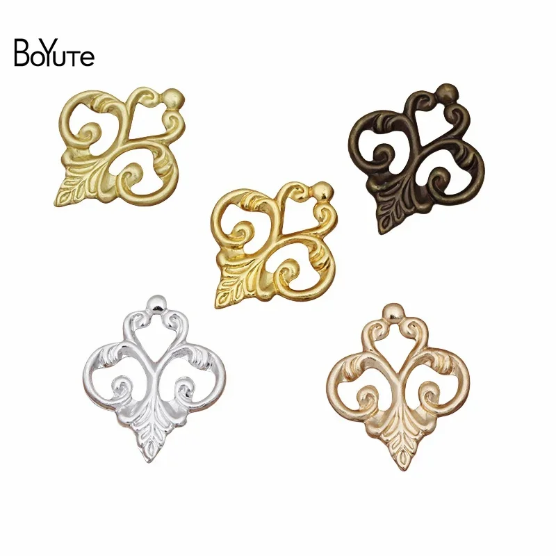 

BoYuTe (100 Pieces/Lot) 13*15MM Metal Brass European Filigree Findings DIY Jewelry Accessories Handmade Materials