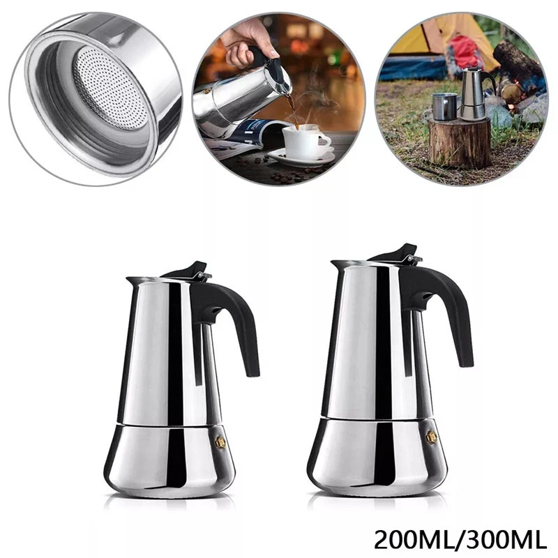 4/6 Cups Stainless Steel Italian Top Moka Espresso Cafeteira Expresso Percolator Stovetop Coffee Maker Moka Pot