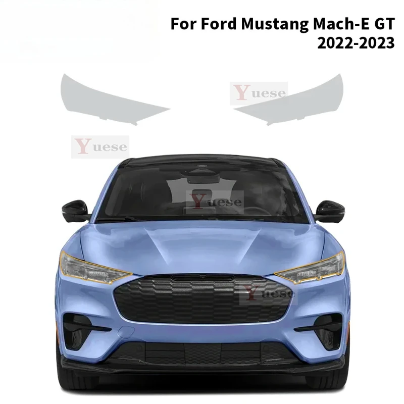 Car Headlight Protective Film For Ford Mustang Mach-E GT 2022 2023 2 Pcs Transparent Smoked Black TPU Sticker