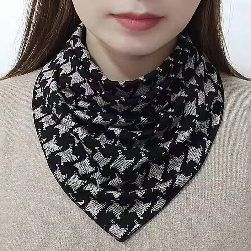 Women's Triangular Scarf for Neck Warmth, Fall/Winter Cuff Tie, Korean Style Versatile Fashion Silk Scarf, New Design