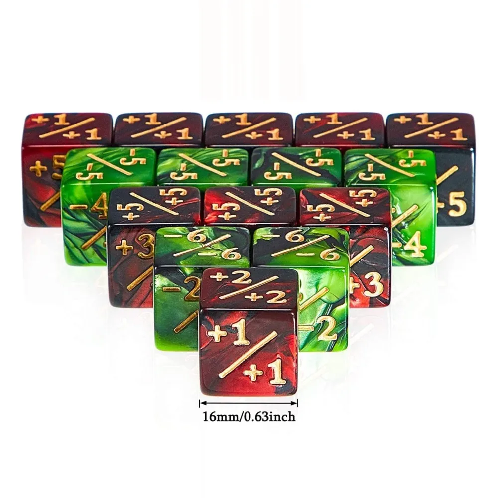 10PCS 16mm 6 Side Dice Counters +1-1 Kids Toy Counting For MTG The Gathering party Card Gaming Token Loyalty Gift