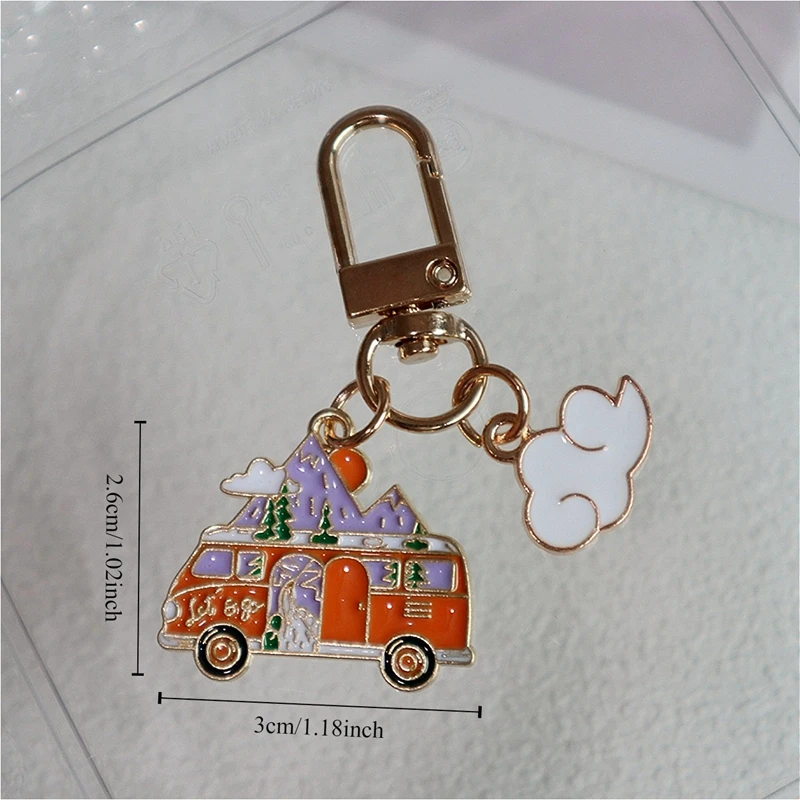 1PC Cartoon Colorful Alloy Metal Keychain Moon Truck Cloud Decoration Components Key Rings Key Holders New Year Holiday Gift