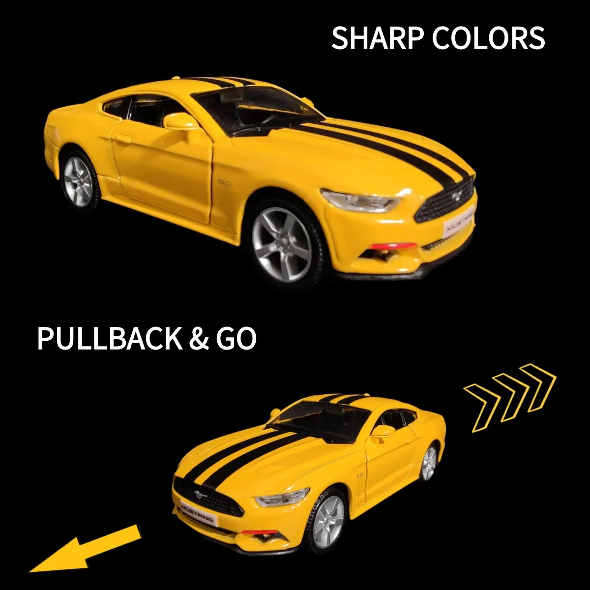 1:36 Ford Mustang GT Pullback Toy Car Model Mechanic Replica Official Licensed Scale Diecast Miniature Art Xmas Kid Boy Gift