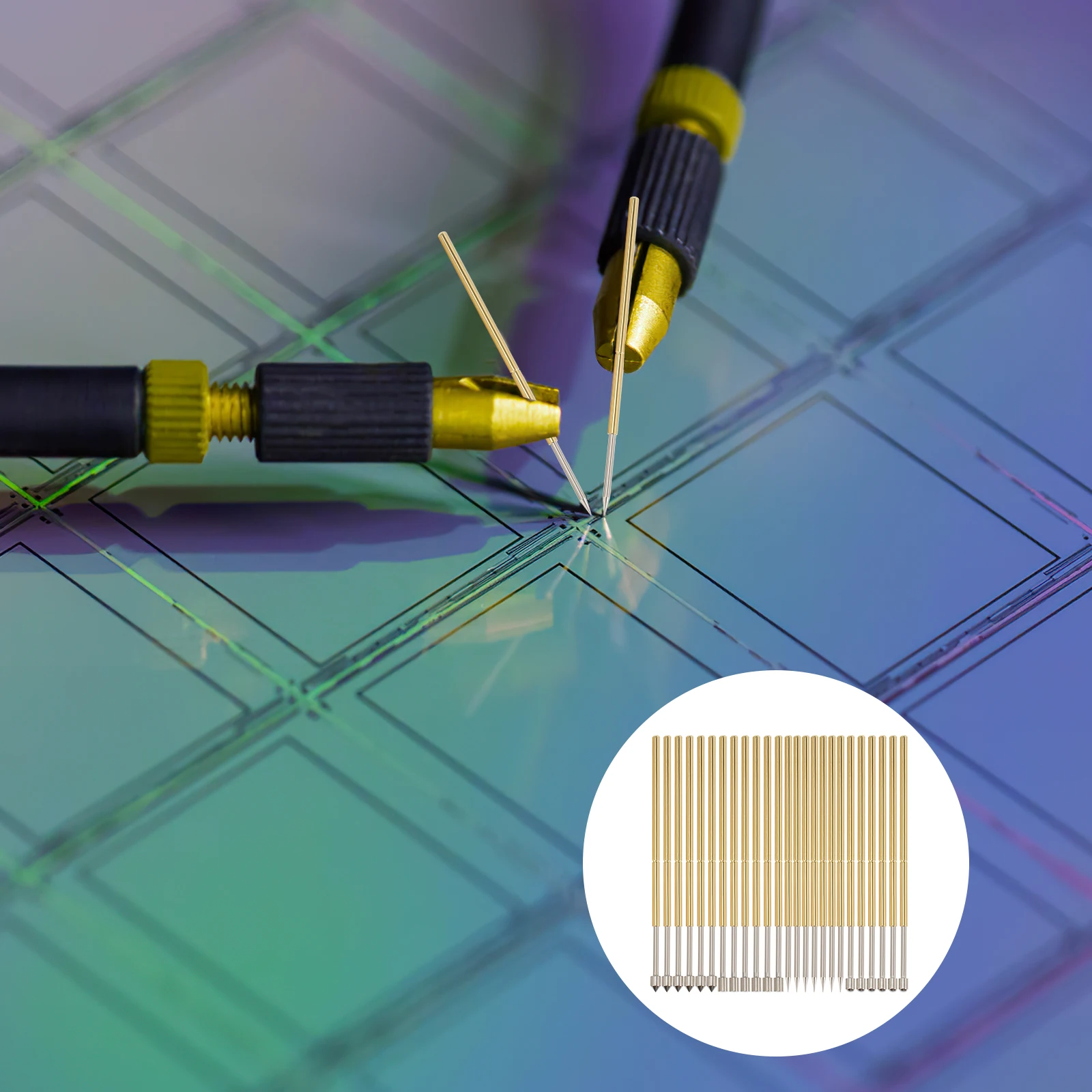 

40 Pcs Spring Test Probes Gold Plated Copper Round Head for PCB Easy Installation No Tools Required Spring Contact Pin