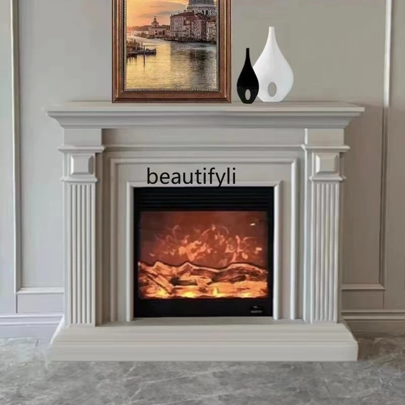 

French solid wood mantel modern simple entrance cabinet American living room simulation fire fireplace decorative cabinet