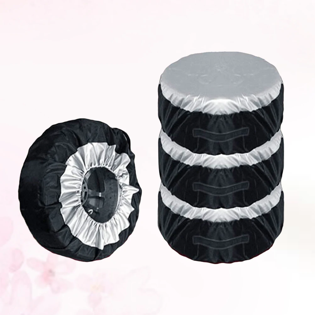 

4Pcs Car Spare Tire Covers Waterproof Oxford Cloth Protect Scratch Sunscreen Easy Install for 65cm Wheel Tire Cover