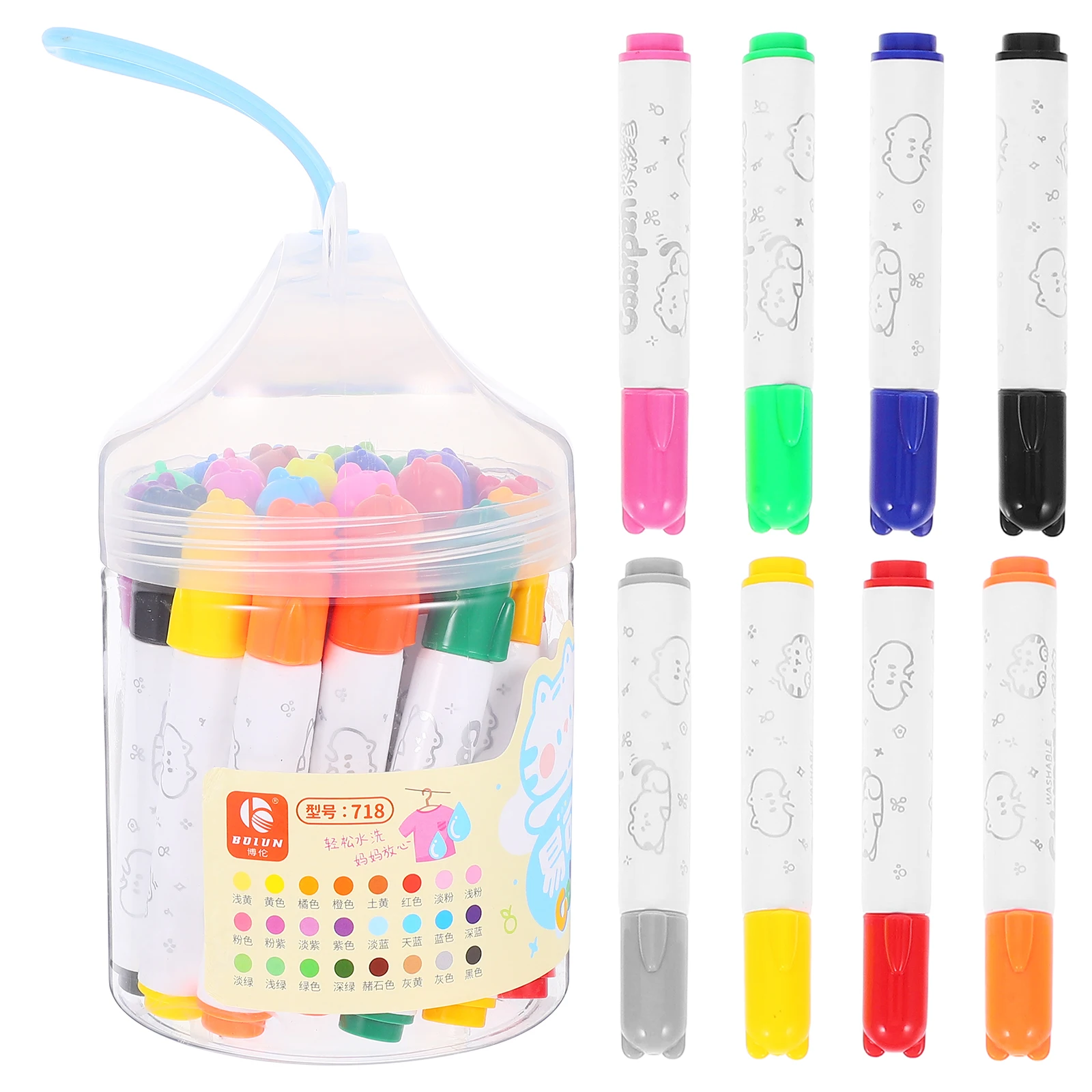 

24pcs Washable Markers Set For Kids Watercolor Ink Pens School Classroom Supplies Soft Tip For Smooth Writing Easy To Clean