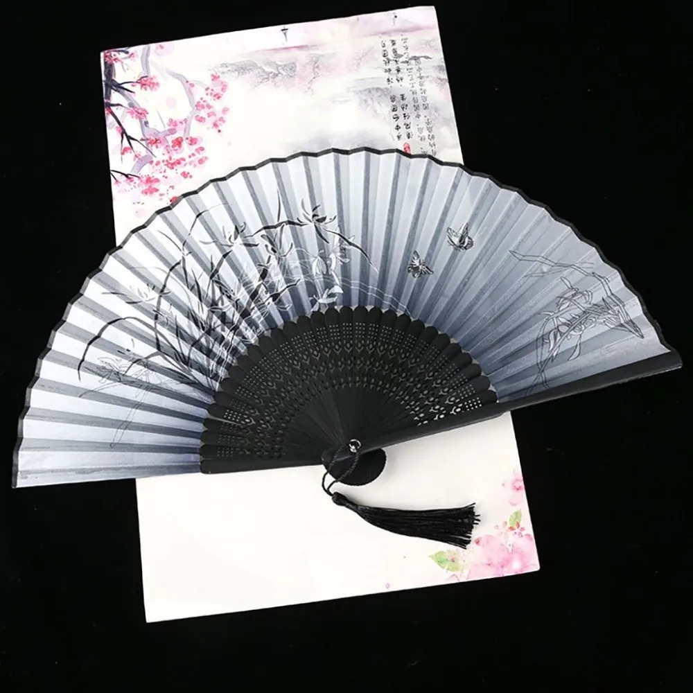 1 pcs Elegant Bamboo Wooden Colorful Handmade Summer Gift Dance Hand Fan Home Decoration Fan Crafts Folding Fan