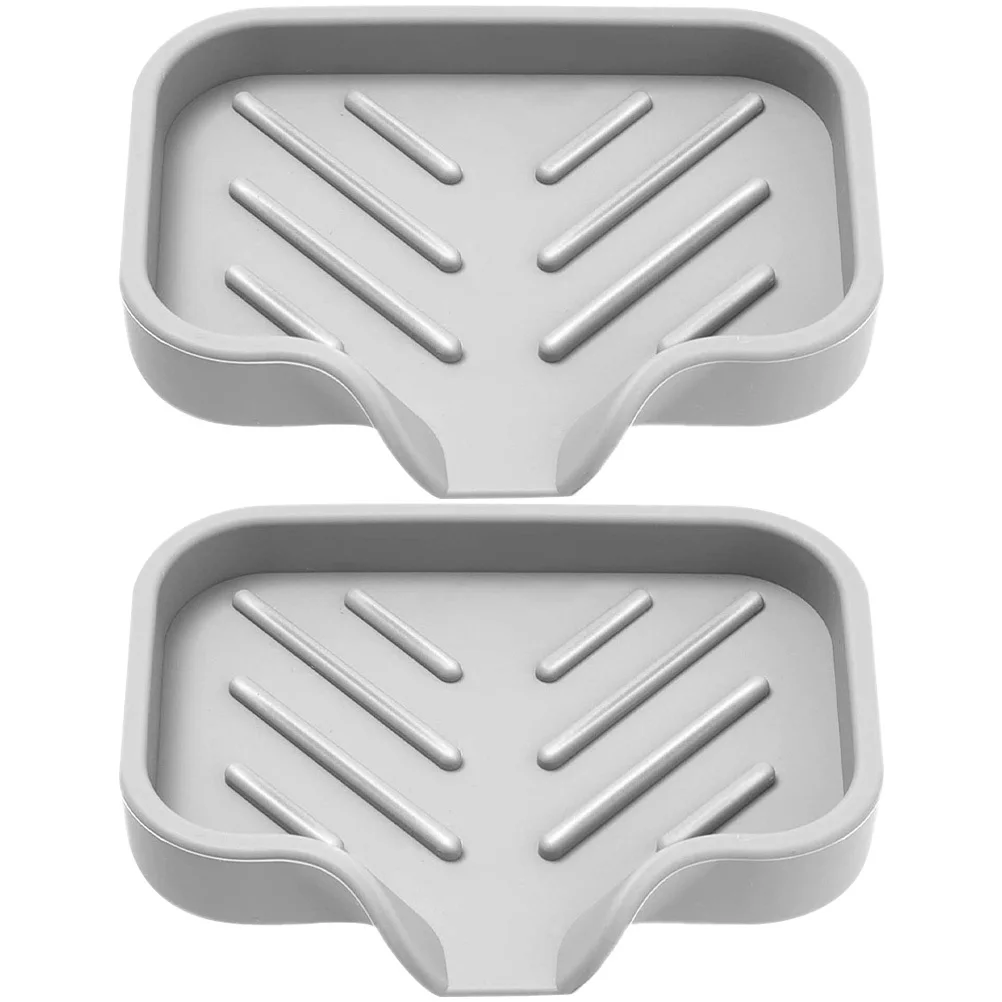 

2pcs Silicone Dishes Dishes For Bar Soap Drainable Bar Soap Holders Non-Slip Shower Bathroom Kitchen Counter Storage Tray