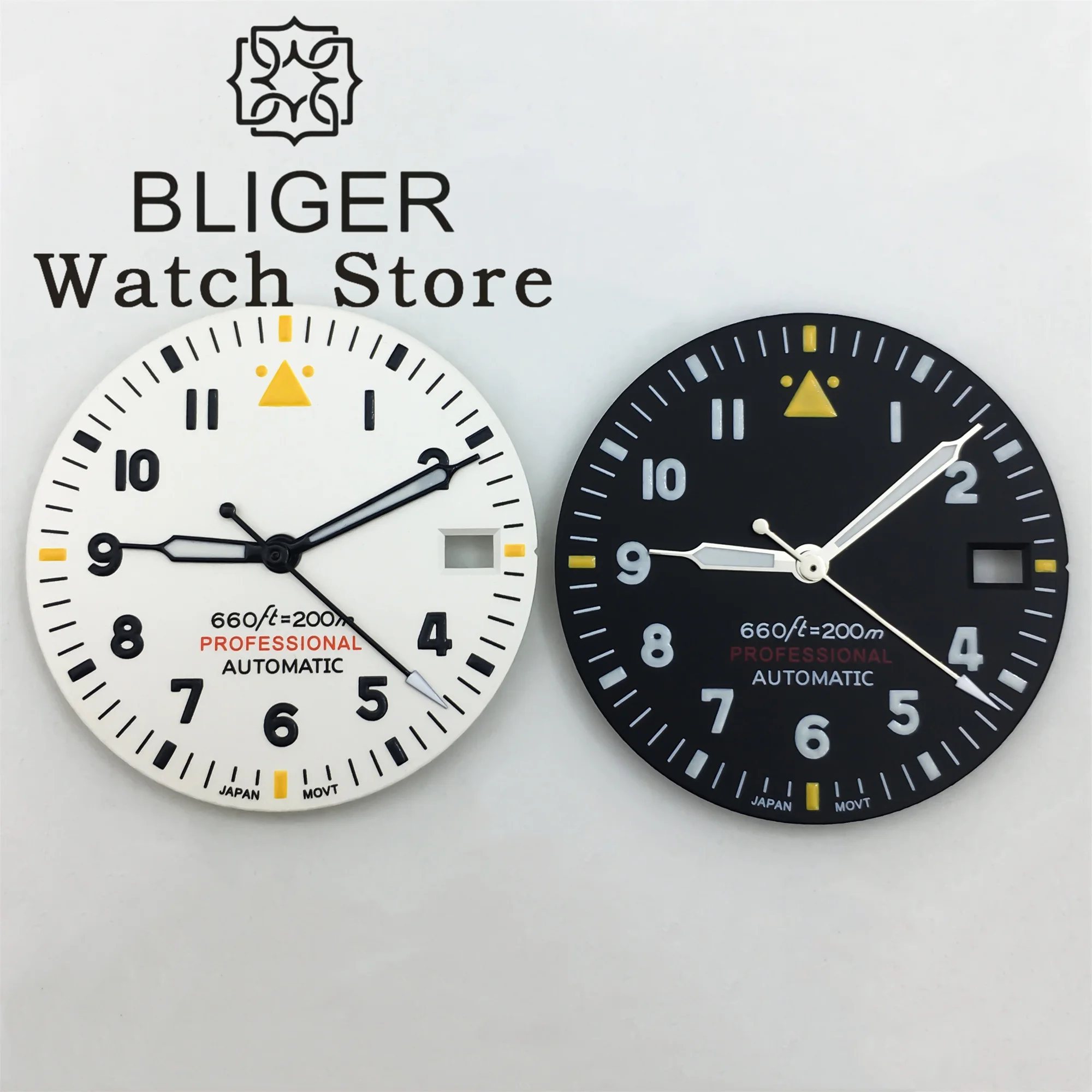 29mm Watch Dial and Hand Sets C3 Green Luminous Fit NH34 NH35 NH36 Movement Fits Pilot Style Watch Watch Parts