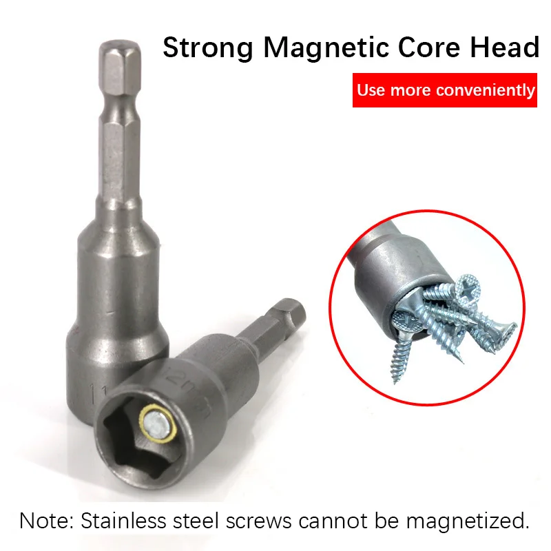 1pcs 6mm-19mm Magnetic Socket Bit, Hex Magnetic Socket for Air Impact Wrench, Durable 65mm Length