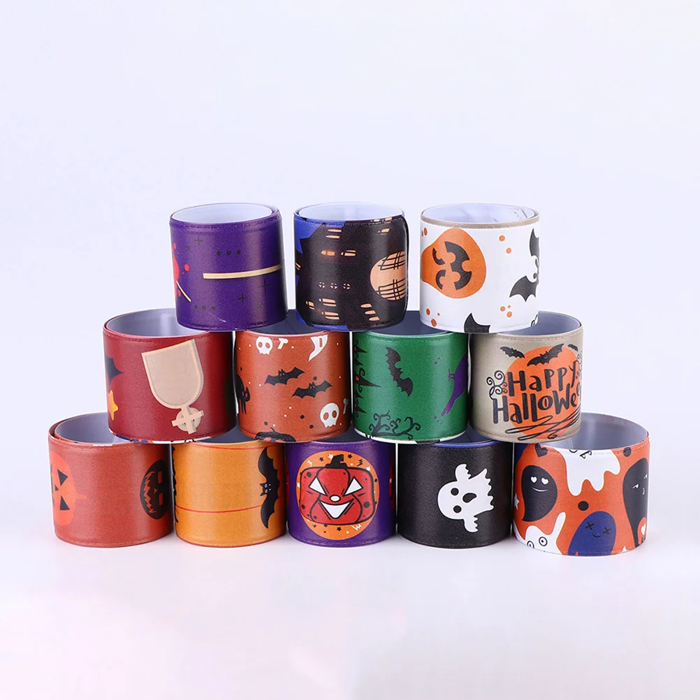 72 Pcs Halloween Toys Papa Circle Slap Bracelets Band Trick or Treat Gifts Cartoon Bands Animal Party Toddler