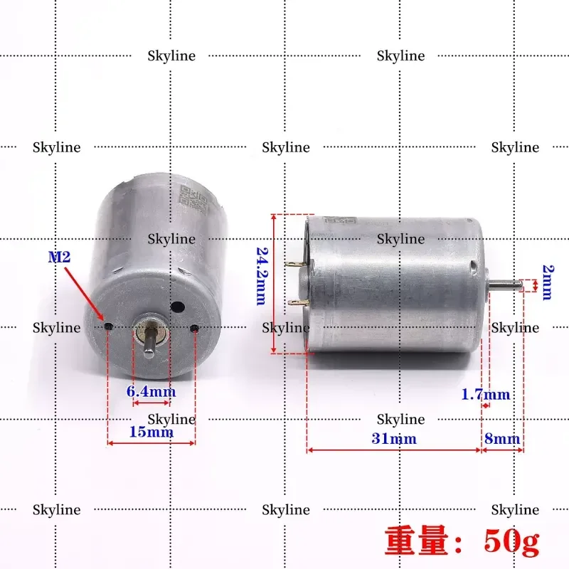 For Wanbaozhi RK-370CA-15350 DC Motor Carbon Brush Medium Low Speed Silent 12V Home Appliance Toy Motor