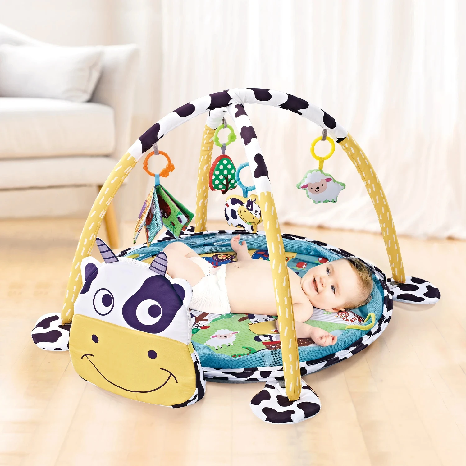 Multifunctional Baby Activity Fitness Frame Floor Mat Fence Activity Mat Newborn Sensory Skill Development Kids Rug Game Mat