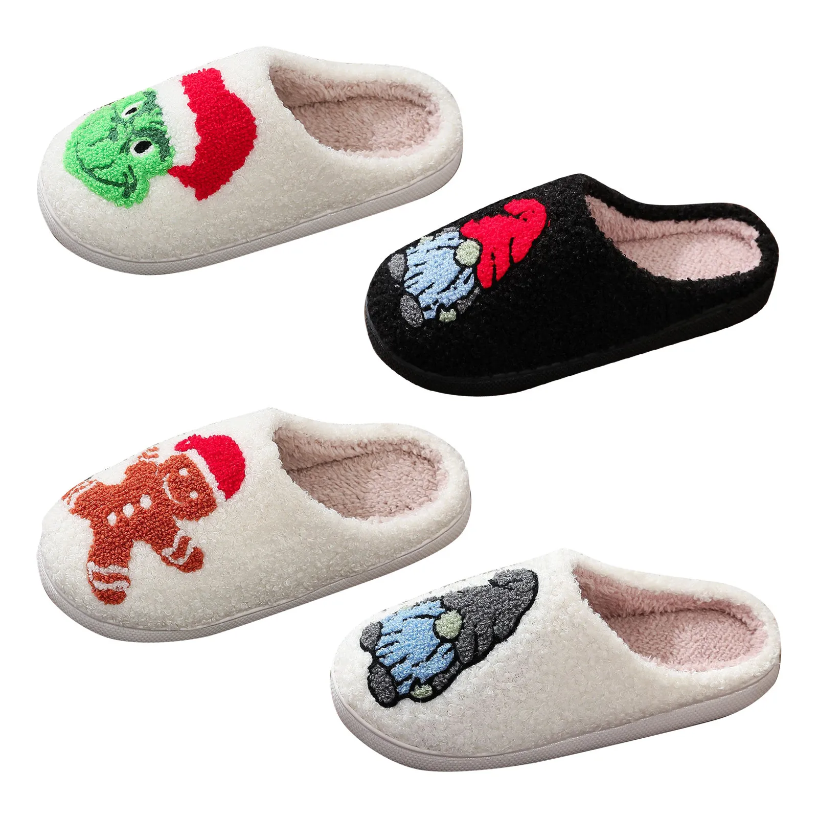 Christmas Slippers For Women Men Soft Plush Fuzzy Winter Holiday Slippers Retro Slippers Comfy Slippers Indoor Outdoor Shoes