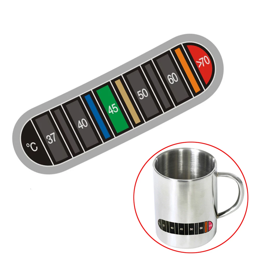 Portable Water Coffee Discoloration Thermometer 0℃-70℃ Cup Kettle Temperature Tester Waterproof Sticker For Home Kitchen