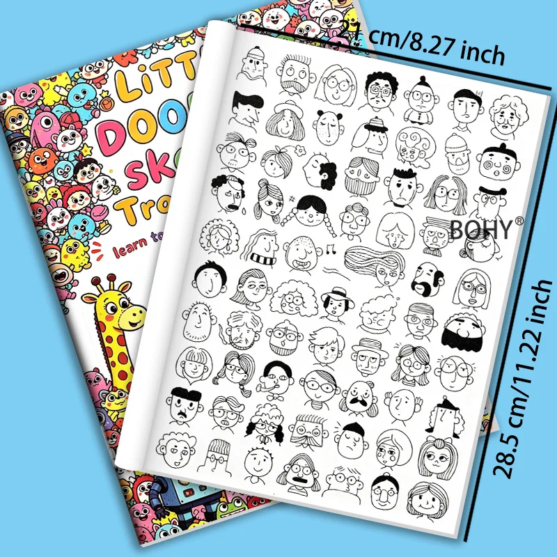 1 Hand Drawn Practice Coloring Book, Include Themes Like Funny Expressions/character Portraits/snack/fruits/vegetables, 32 Pages