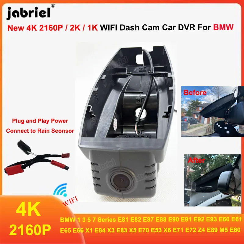 UHD 4K Car DVR Dash Cam Rear Camera 24H for BMW X1 E84 X5 E70 X6 E71 E72 for BMW E81 E82 E87 E88 E60 E61 E65 E66 E90 E91 E92 E93