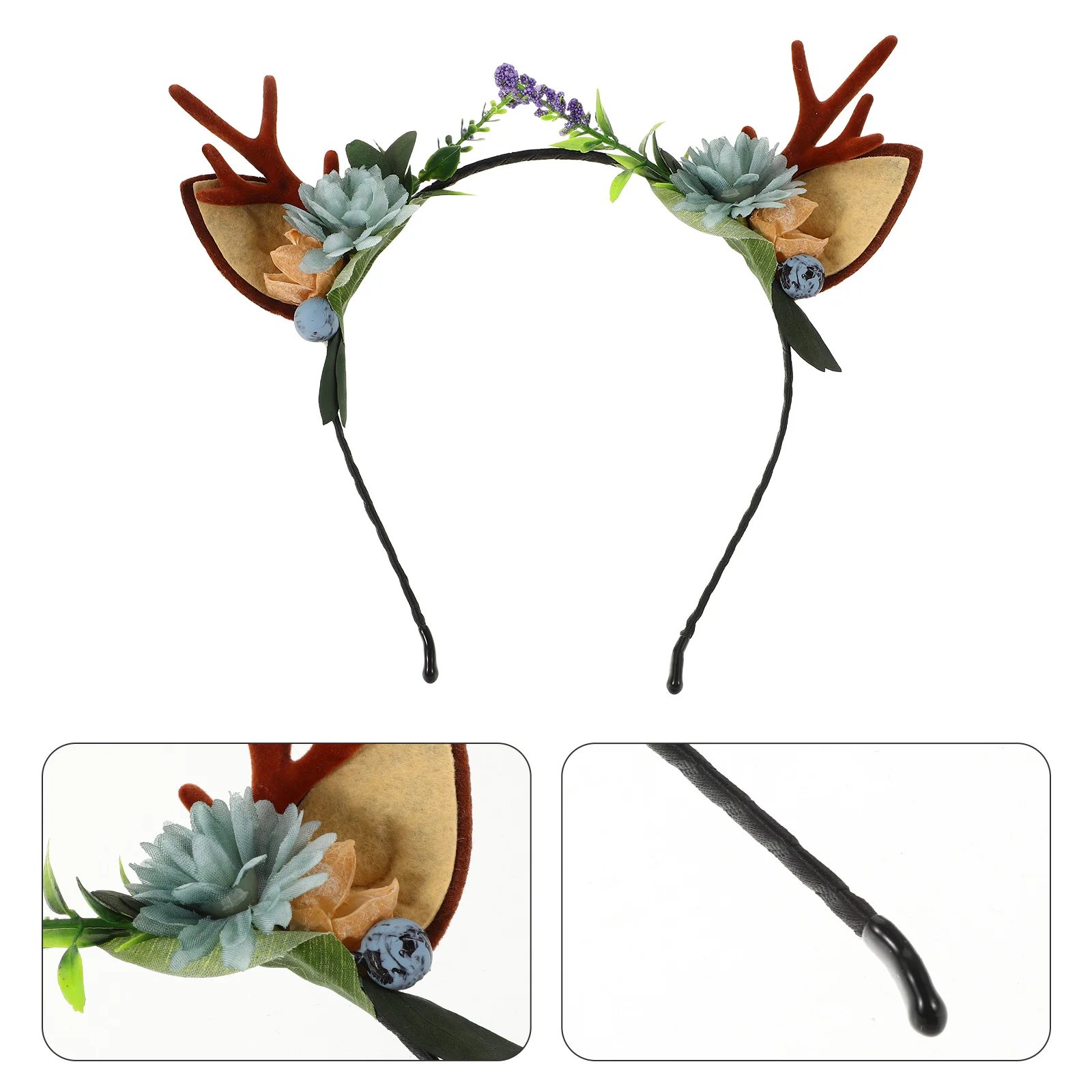 

Holiday Headdress Elk Horn Headband Boho Clothes Flower Headwear Headgear Floral Reindeer Hairdband Toddler Baby Girl Outfits