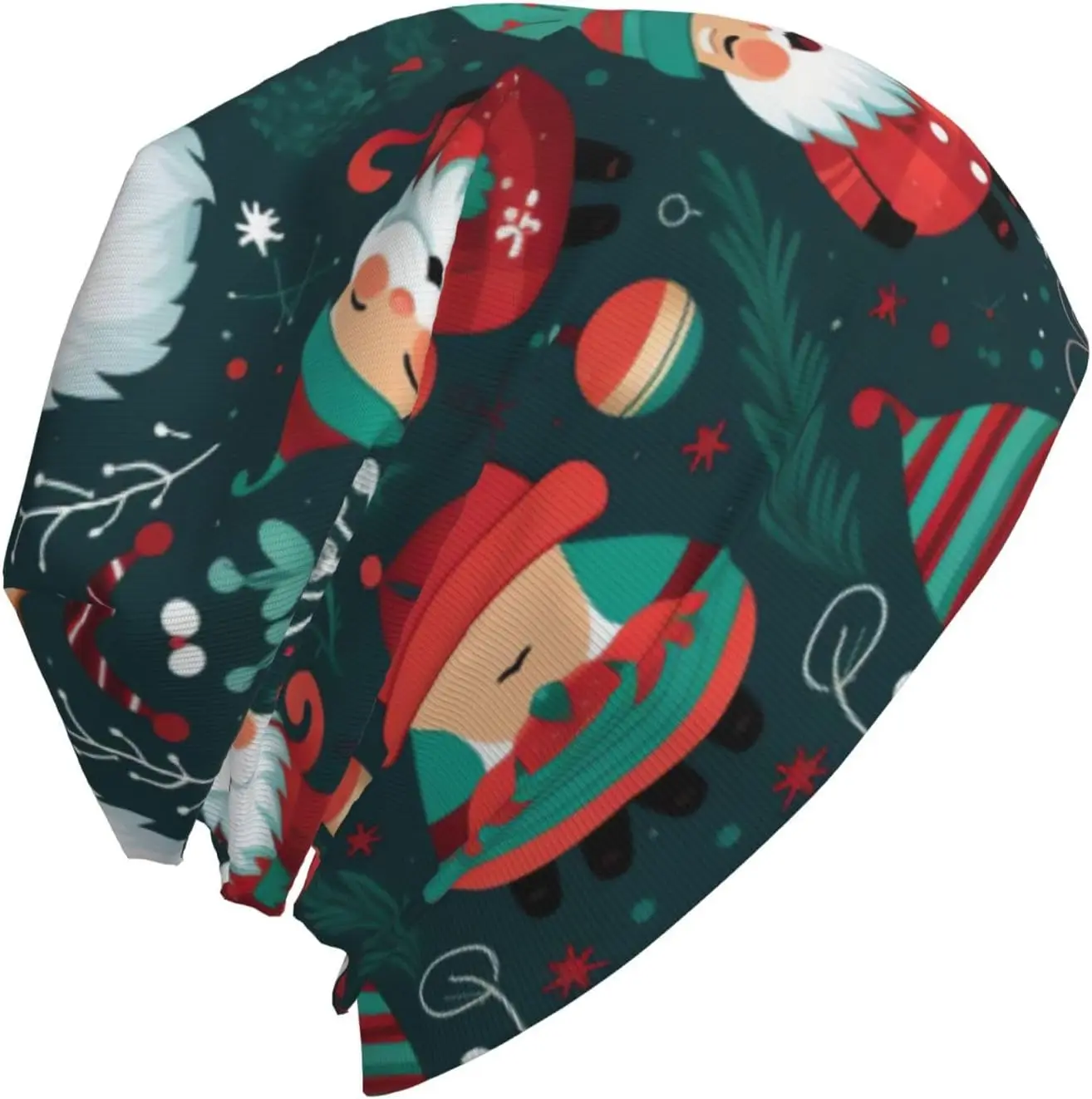 Cappello a cuffia per adulti unisex con stampa natalizia Cappello invernale caldo e slouchy per esterni Cappello lavorato a maglia multifunzionale