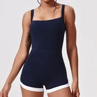 Fashion Patchwork Sporty Bodycon Short Jumpsuit Women Gym Romper Sleeveless Backless Yoga Fitness Short Playsuit Sexy Monkeys - Image 2