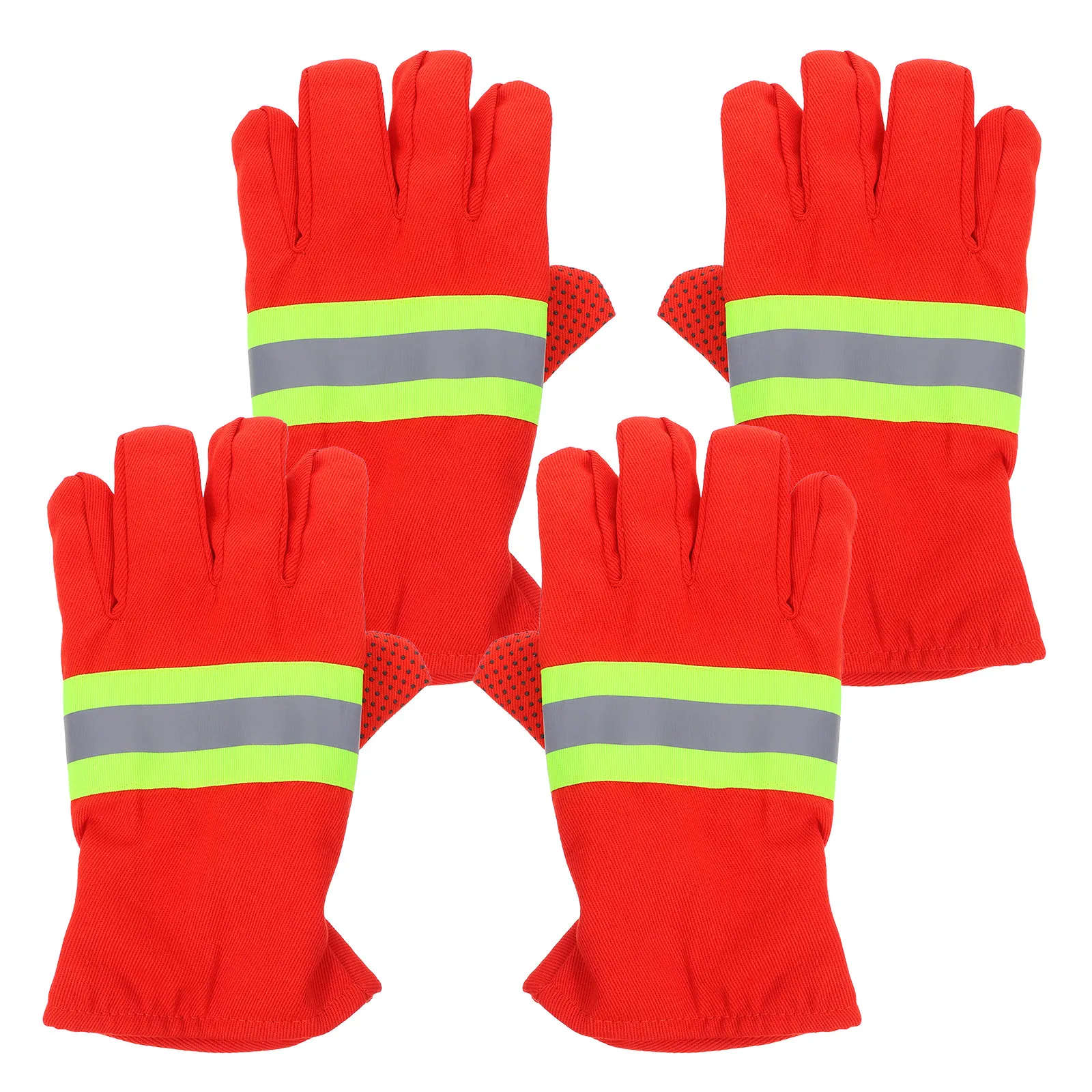 2Pairs Heat Resistant Fireproof Gloves Firefighter Gloves Flame Retardant Rescue Emergency High Temperature Use