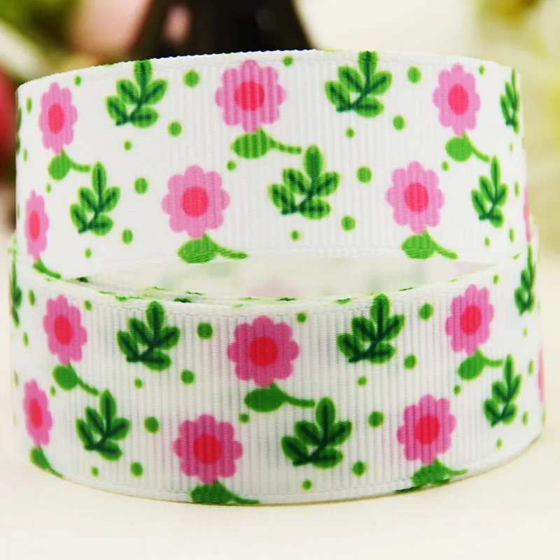 22mm 25mm 38mm 75mm flowers Cartoon printed Grosgrain Ribbon party decoration 10 Yards satin ribbons