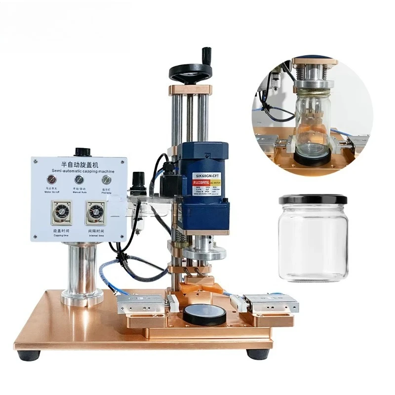 

Factory Low Price Semi-automatic Single-head Packaging Machine, Tomato Sauce Glass Bottle Cap Canning Sealing Machine