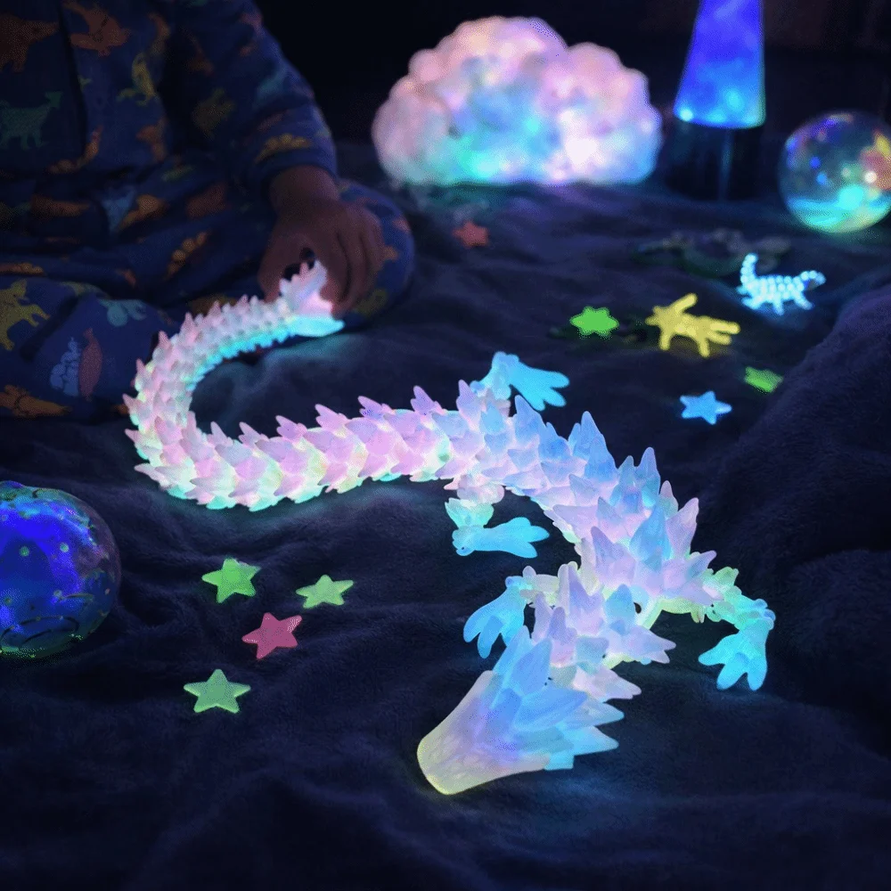 

Cartoon Dragon Luminous Dragon toy Rotatable Joints Glow Feature Articulated Dragon Articulated Design Posable