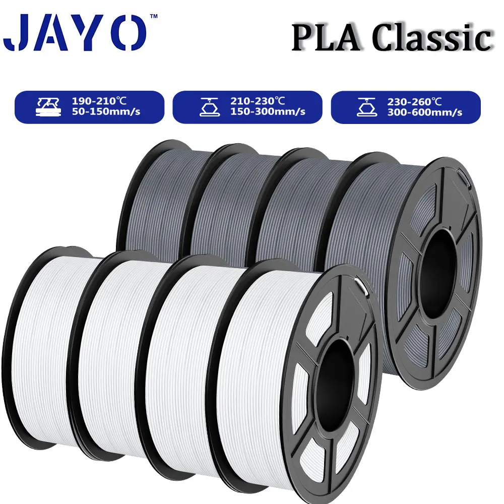 JAYO 3D-Hochgeschwindigkeits-Matt-PLA-Druckerfilament, 1,75 mm, 300–600 mm/s Druckbereich, hoher Durchfluss, schnelles PLA-3D-Druckerfilament, 8 Rollen