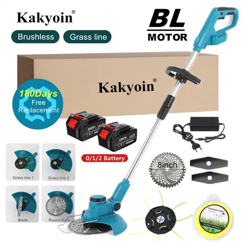 브러시리스 전기 잔디 트리머, 무선 잔디 깎는 기계, 잔디 라인 헤지 트리머, 조정 가능한 휴대용 정원 가지 치기, 2500W, 8 인치