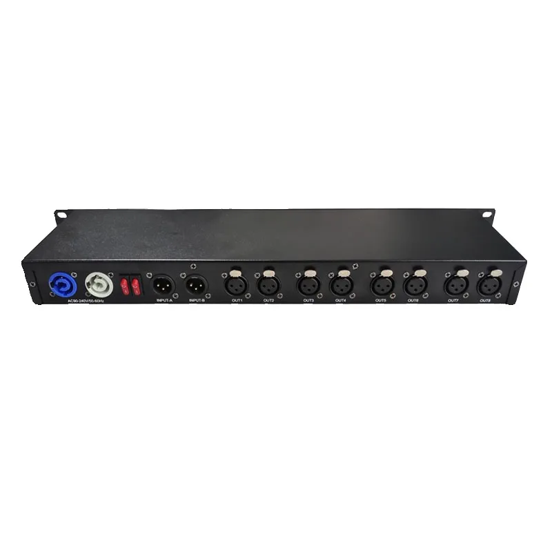 1‑In‑8‑Out 2‑In‑4‑Out Dual‑Mode DMX RDM Signal Amplifier Splitter for Stage Lighting Distribution