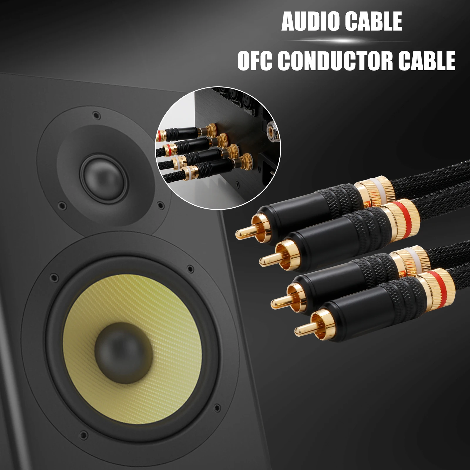 X401 2PCS/Pair Hifi Audio 5N OFC RCA Audio Interconnct Cable RCA to RCA Extension Wires With Gold Plated RCA Connector Plug
