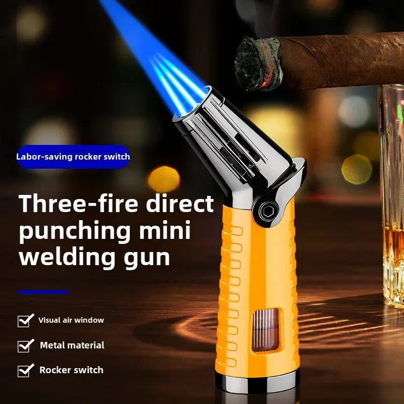 

NEW Metal Windproof Lighter Butane Gas Lighter Barbecue Moxibustion Charcoal Cigar Ignition Tool Welding Gun Smoking Accessories